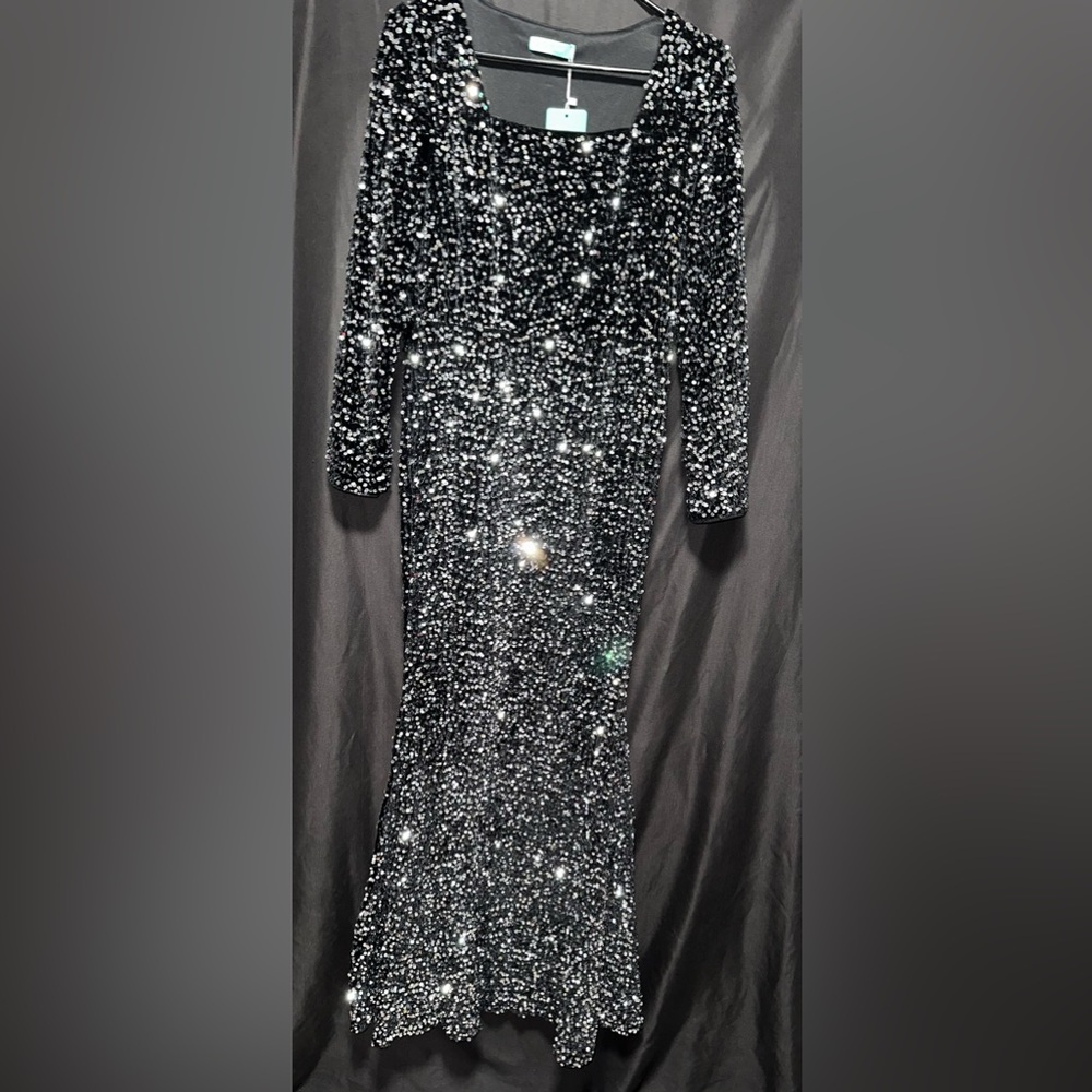 Black Sequin Evening Dress - Picture 2 of 3